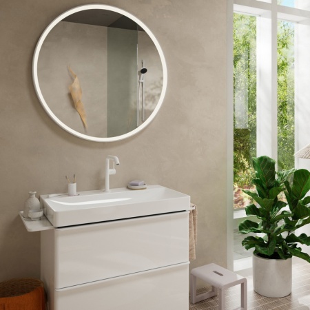 Смеситель для раковины hansgrohe Tecturis S 210 Fine, CoolStart, EcoSmart+, cо сливным гарнитуром Push-Open, 73360700, матовый белый