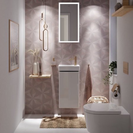 Cмеситель для раковины hansgrohe Tecturis S 80 CoolStart EcoSmart+, 73301140, шлифованная бронза