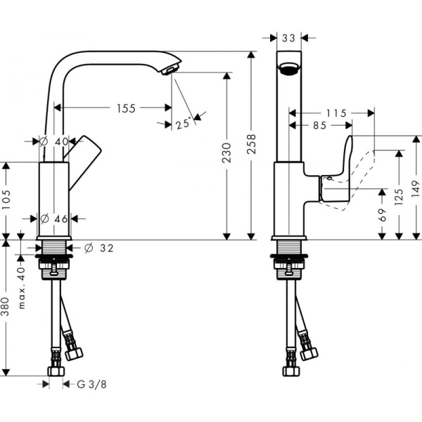 Смеситель hansgrohe Metris для раковины 31187000, хром