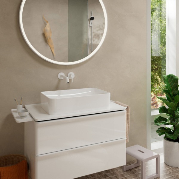 Внешняя часть смесителя для раковины hansgrohe Tecturis S скрытого монтажа, EcoSmart+, 73351700, матовый белый