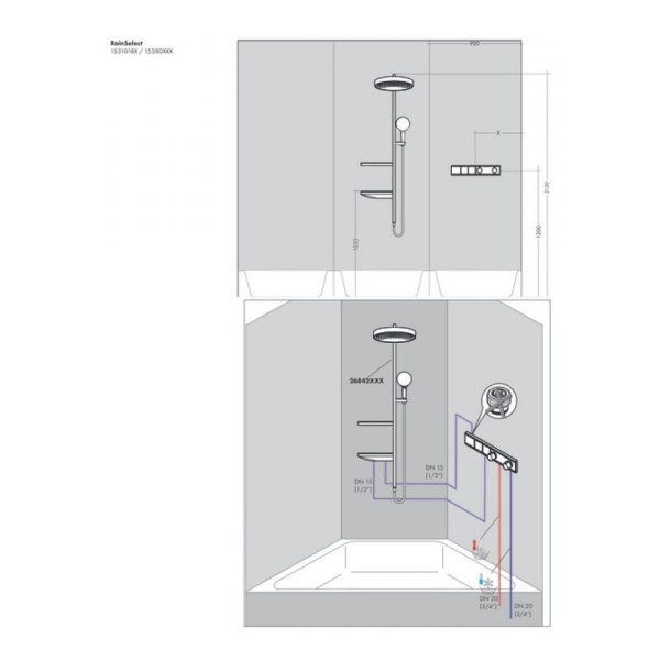 Термостат hansgrohe RainSelect для скрытой установки 2 функции 15380700, матовый белый