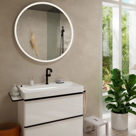 Смеситель для раковины hansgrohe Tecturis S 210 Fine, CoolStart, EcoSmart+, cо сливным гарнитуром Push-Open, 73360670, матовый черный