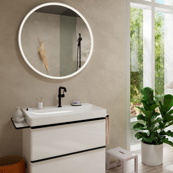 Смеситель для раковины hansgrohe Tecturis S 210 Fine, CoolStart, EcoSmart+, cо сливным гарнитуром Push-Open, 73360670, матовый черный