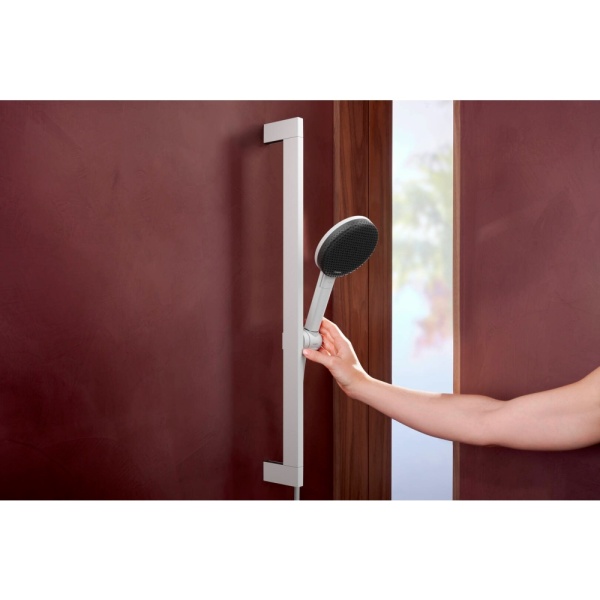 Душевой гарнитур hansgrohe Raindance Alive Select S 125, 3 струи, со штангой Unica E Puro 65 см, 24600700, матовый белый