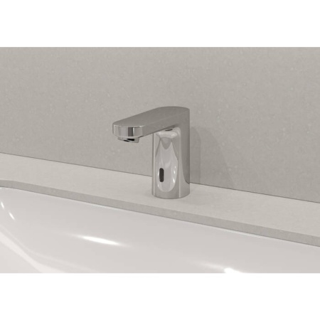 Смеситель для раковины hansgrohe Vernis Blend 100 электронный, с предустановленной температурой, питание от сети 230V 71504000, хром