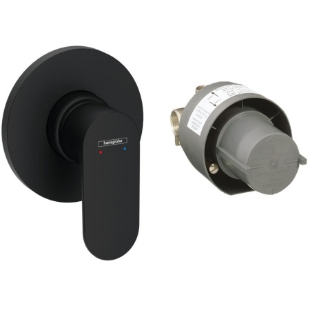 Смеситель для душа hansgrohe Rebris S, скрытого монтажа, в комплекте со скрытой частью 72648670, матовый черный