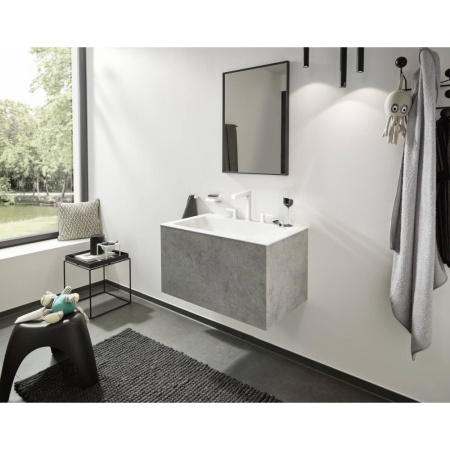 Смеситель для раковины hansgrohe Finoris 160, на 3 отверстия, со сливным клапаном Push-Open 76034700, матовый белый