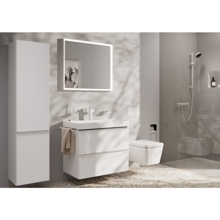 Смеситель для раковины hansgrohe Tecturis E 150 Fine CoolStart, EcoSmart+, с донным клапаном Push-Open, 73040700, матовый белый