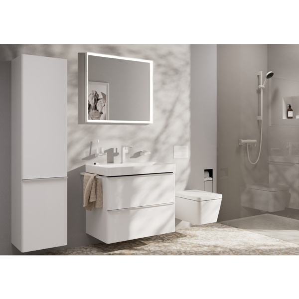 Смеситель для раковины hansgrohe Tecturis E 150 Fine CoolStart, EcoSmart+, с донным клапаном Push-Open, 73040700, матовый белый