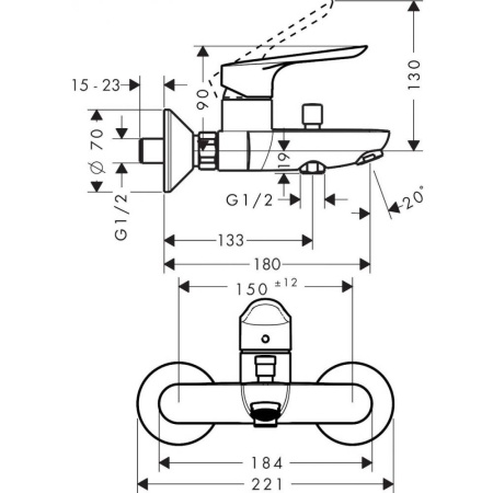 Смеситель для ванны Hansgrohe Logis E 71403000, хром