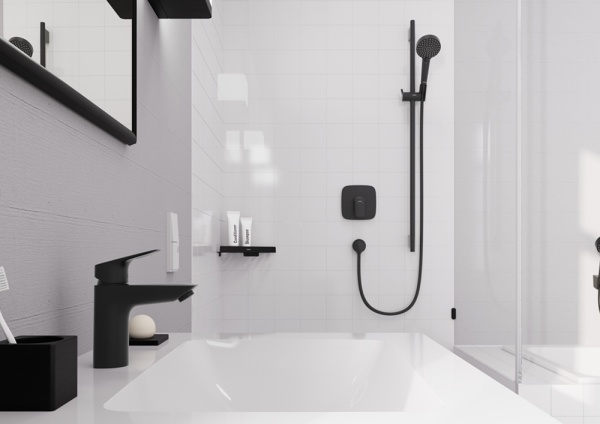 Hansgrohe Logis Смеситель для раковины 100 без донного клапана черный матовый 71101670