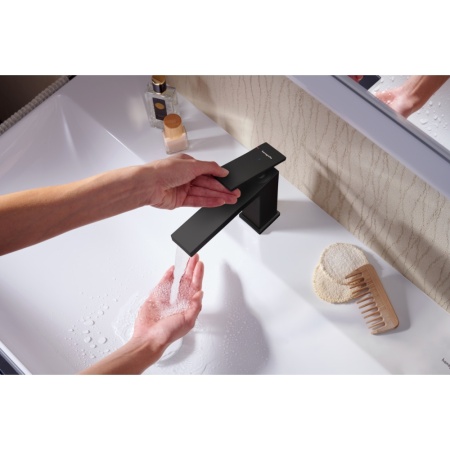 Смеситель для раковины hansgrohe Tecturis E 110 CoolStart, EcoSmart+, 73012670, матовый черный