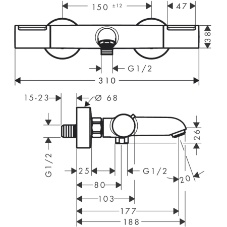 Термостат для ванны hansgrohe Ecostat Element, 13347670, матовый черный