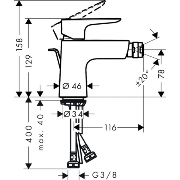 Смеситель hansgrohe Talis E для биде 71720990, полир. золото