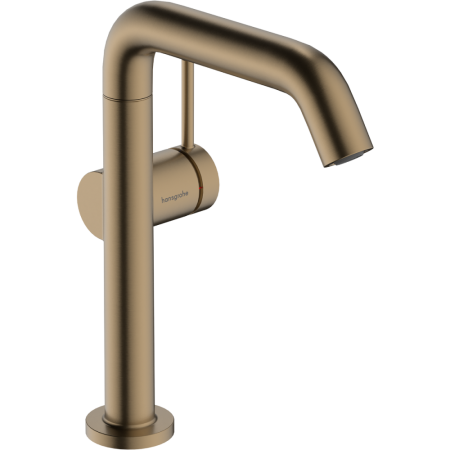 Смеситель для раковины hansgrohe Tecturis S 210 Fine, CoolStart, EcoSmart+, cо сливным гарнитуром Push-Open, 73360140, шлифованная бронза