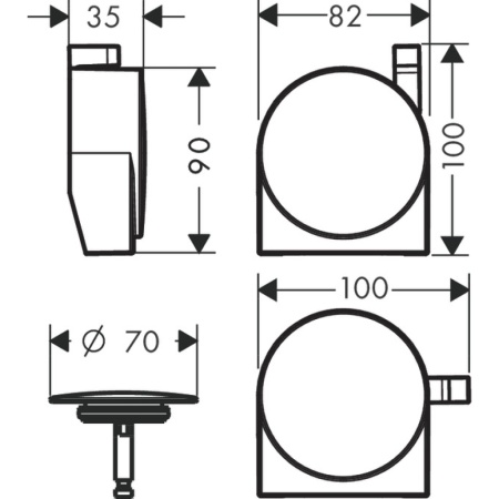 Внешняя часть системы налива/слива-перелива для ванны hansgrohe Exafill S 58117340, шлифованный черный хром
