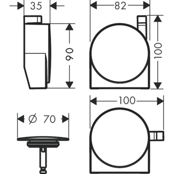 Внешняя часть системы налива/слива-перелива для ванны hansgrohe Exafill S 58117340, шлифованный черный хром