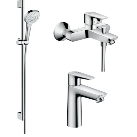 Готовый набор для ванны hansgrohe Talis с ручным душем Croma и смесителем для раковины HG-PR103, хром