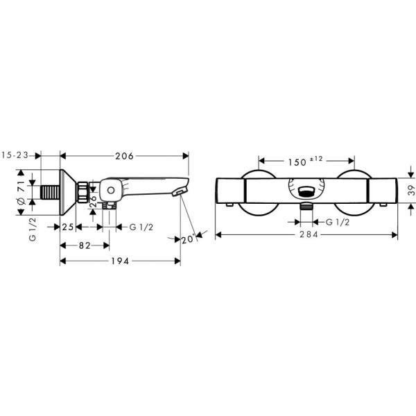 Термостат hansgrohe Ecostat universal для ванны 13123000, хром