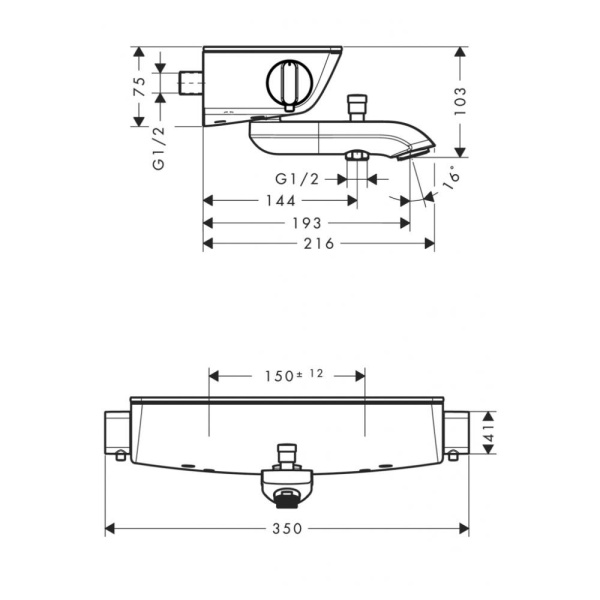 Термостат hansgrohe Ecostat Select для ванны 13141400, белый/хром