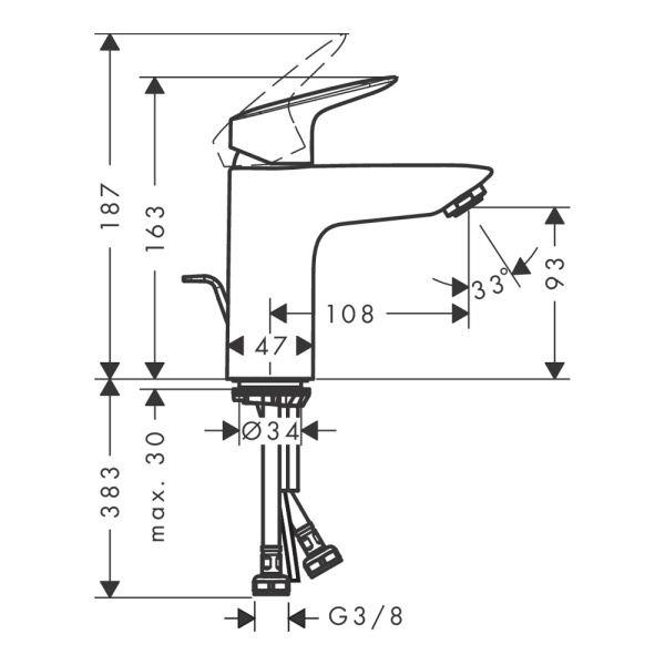 Hansgrohe Logis Смеситель для раковины 100 черный матовый 71100670