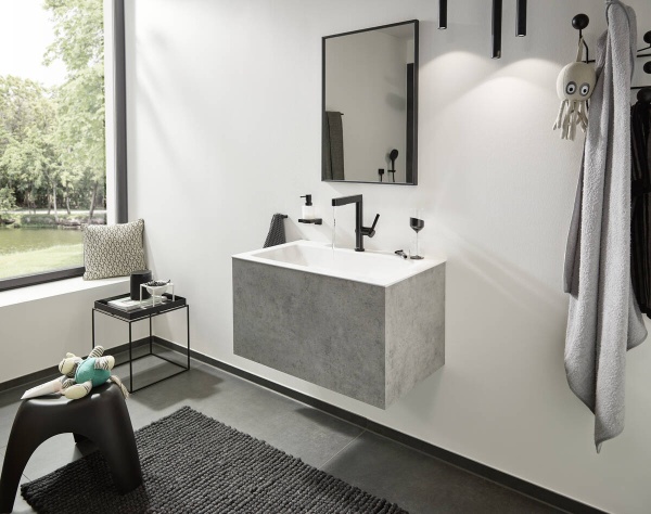 Hansgrohe Finoris Смеситель для раковины однорычажный 230 с вытяжным душем 2jet со сливным клапаном Push-Open черный матовый 76063670