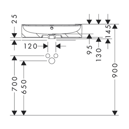 Hansgrohe Xuniva U Раковина накладная 600x450x130 белый 60171450