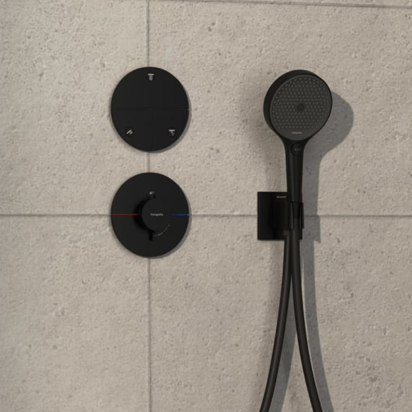 Переключатель потоков hansgrohe ShowerSelect Comfort S для скрытой установки на 3 функции, 15558670, матовый черный