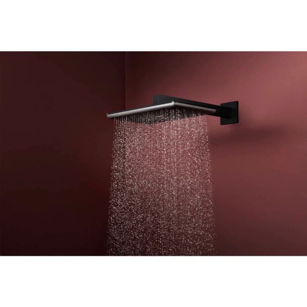 Верхний душ hansgrohe Raindance Alive Q 2jet с душевым кронштейном, 24550670, матовый черный