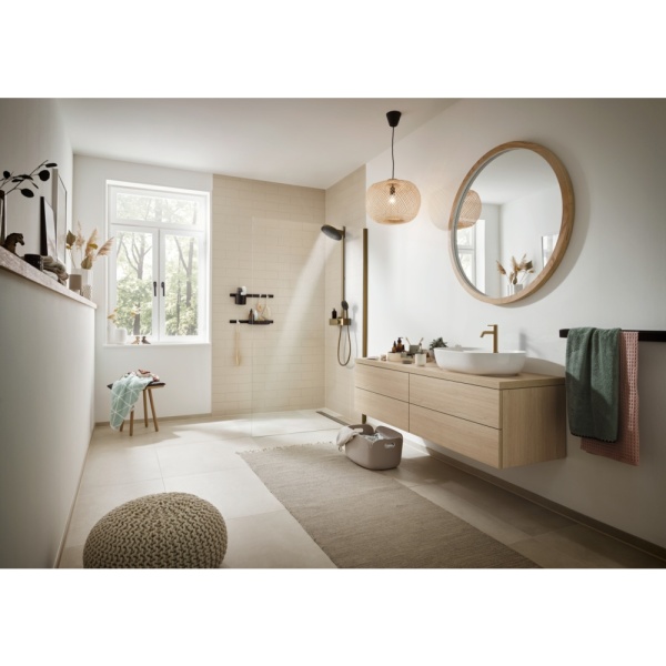 Cмеситель для раковины hansgrohe Tecturis S 110 CoolStart, EcoSmart+, 73312140, шлифованная бронза
