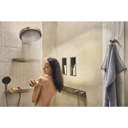 Боковой душ Hansgrohe Rainfinity, 500, 1jet,с полкой, 26243140, шлифованная бронза