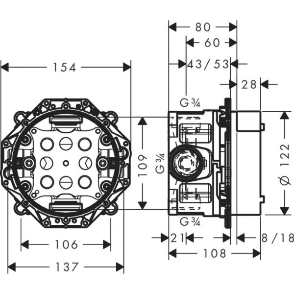 Монтажная коробка hansgrohe Ibox Universal 01800180