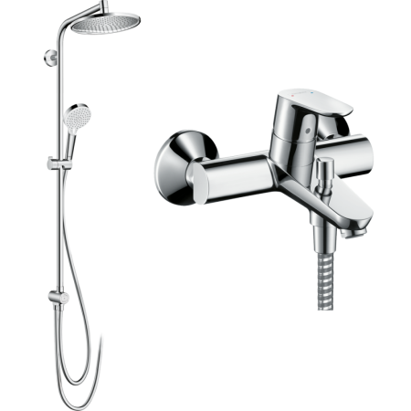 Готовый набор для ванны hansgrohe со смесителем Focus и душевой системой Crometta S 240, HG-PR273, хром