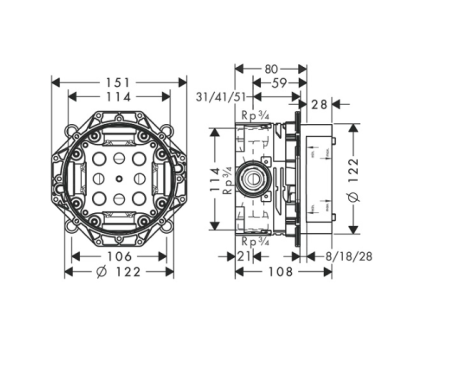 Смеситель для ванны со скрытой частью Hansgrohe Logis 71405000S хром