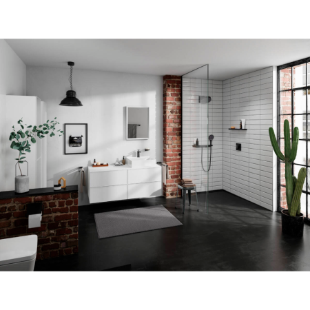 Смеситель для раковины hansgrohe Tecturis E 110 CoolStart, EcoSmart+, с донным клапаном, 73014670, матовый черный