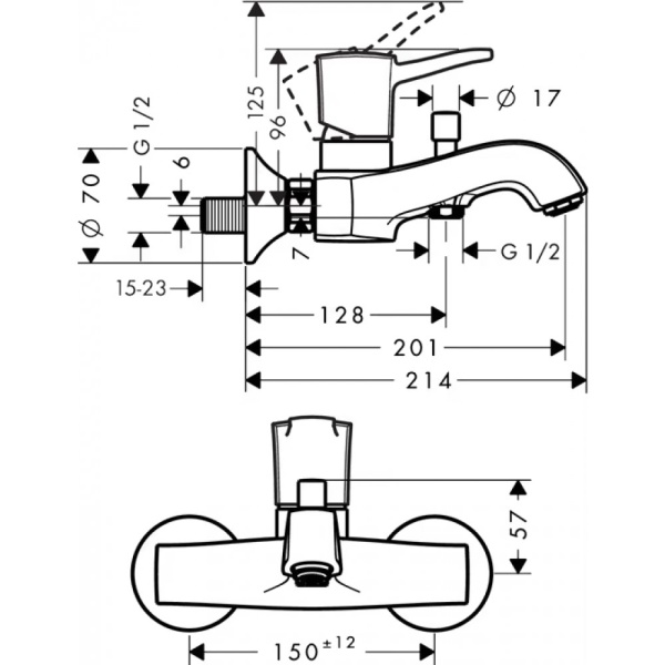 Смеситель hansgrohe Metropol Classic для ванны 31340000, хром