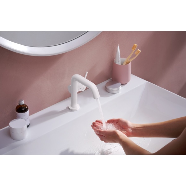 Смеситель для раковины hansgrohe Tecturis S 110 Fine CoolStart, EcoSmart+, 73321700, матовый белый