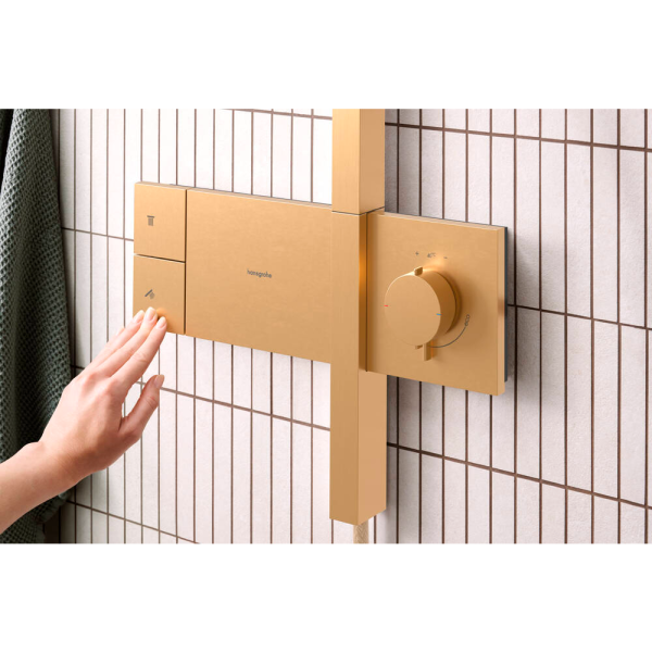 Душевая система hansgrohe Raindance Alive S Showerpipe 300 1jet с термостатом ShowerSelect Comfort, 24582140, шлифованная бронза