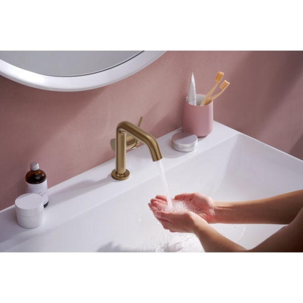 Смеситель для раковины hansgrohe Tecturis S 110 Fine CoolStart, EcoSmart+, 73321140, шлифованная бронза