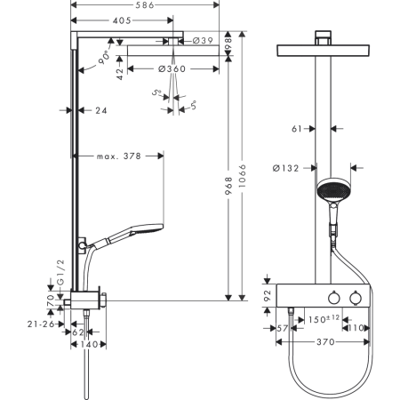 Душевая система hansgrohe Rainfinity Showerpipe 360 1jet, 26853700, матовый белый