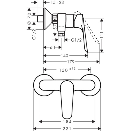Смеситель для душа hansgrohe Logis E 71610000, хром