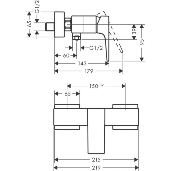 Смеситель hansgrohe Metropol для душа 32560340, шлифованный черный хром