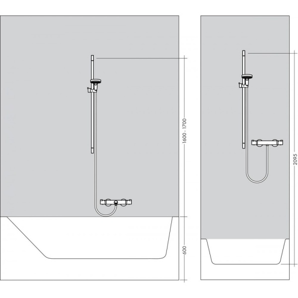Душевая штанга hansgrohe Unica S Puro 65 см со шлангом 28632700, матовый белый