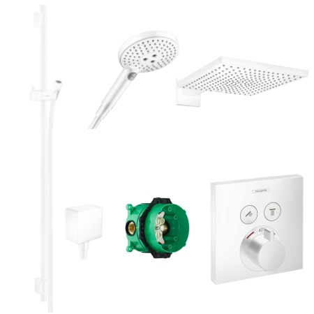 Готовый набор для душа скрытого монтажа hansgrohe Raindance с термостатом ShowerSelect HG-PR148, матовый белый