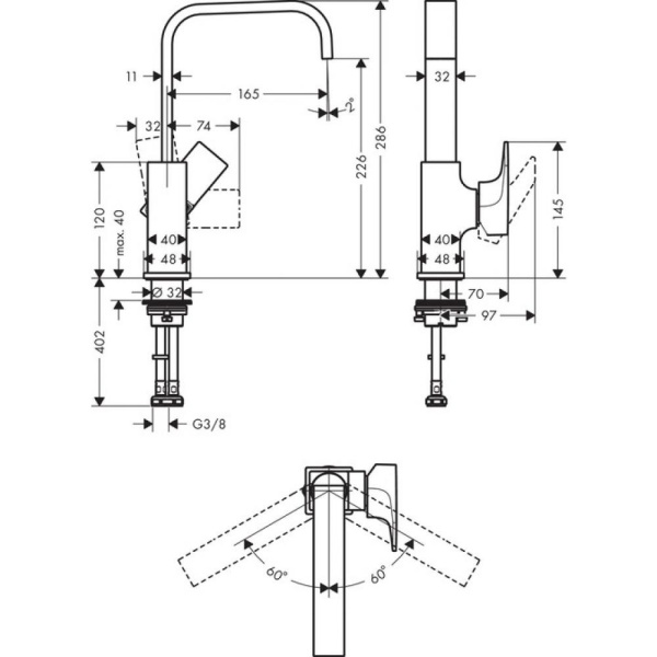 Смеситель hansgrohe Metropol для раковины 32511000, хром