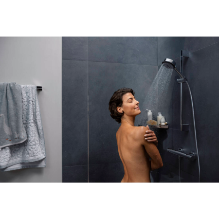 Душевой набор hansgrohe Pulsify Select S 105 3jet Relaxation EcoSmart с термостатом Ecostat Fine и душевой штангой 65 см, 24262000, хром