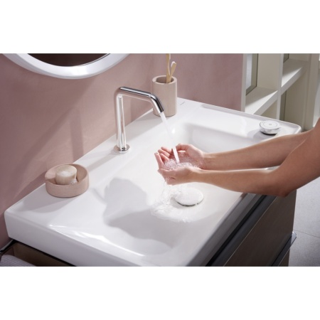 Смеситель для раковины hansgrohe Tecturis S 150 CoolStart EcoSmart+, с донным клапаном, 73353000, хром