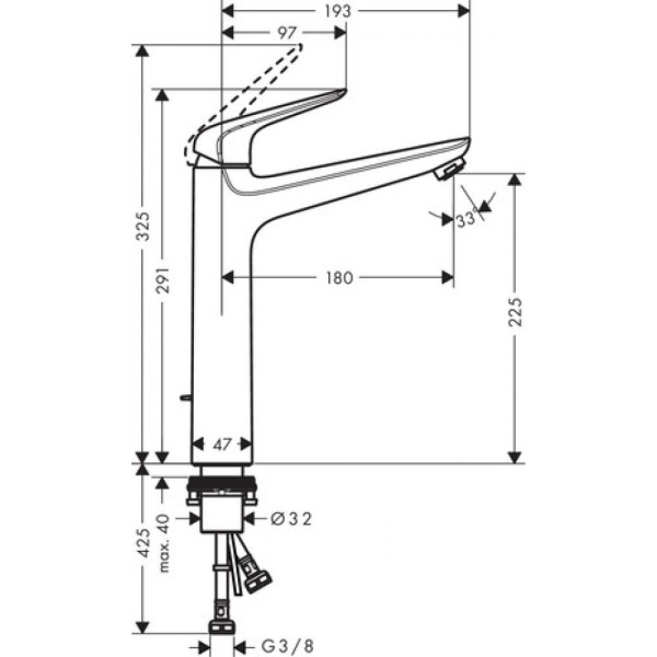 Смеситель для раковины Hansgrohe Novus 230, однорычажный, со сливным гарнитуром 71123000 , хром