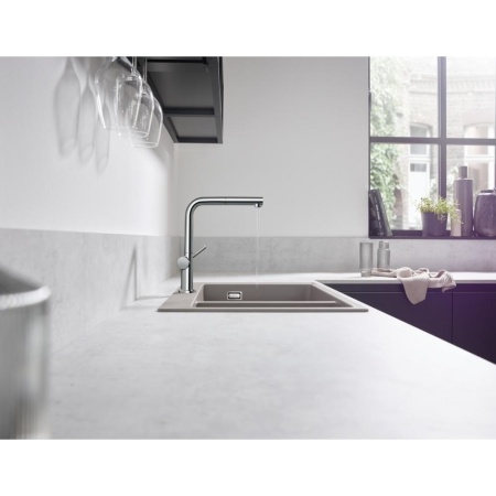 Кухонный смеситель однорычажный, 270, с вытяжным изливом, 1jet Hansgrohe 72808000, хром