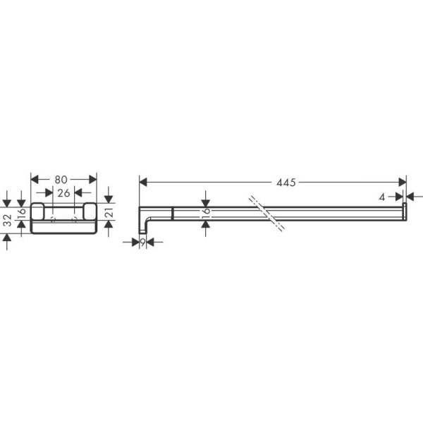 Двухрожковый держатель полотенец AddStoris Hansgrohe 41770340, шлифованный черный хром